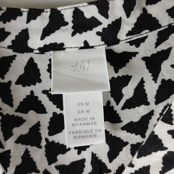 H&M Womens Size M Black & White Animal Print Long Sleeve Tunic Blouse - Picture 6 of 8